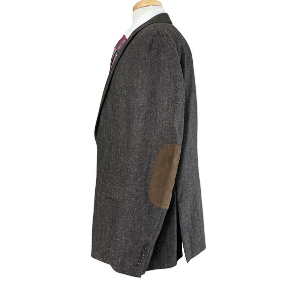 Calvin Klein Jacket Sport Coat 46R Speckled Brown Slim Fit Wool Silk Elbow Patch - Picture 4 of 16